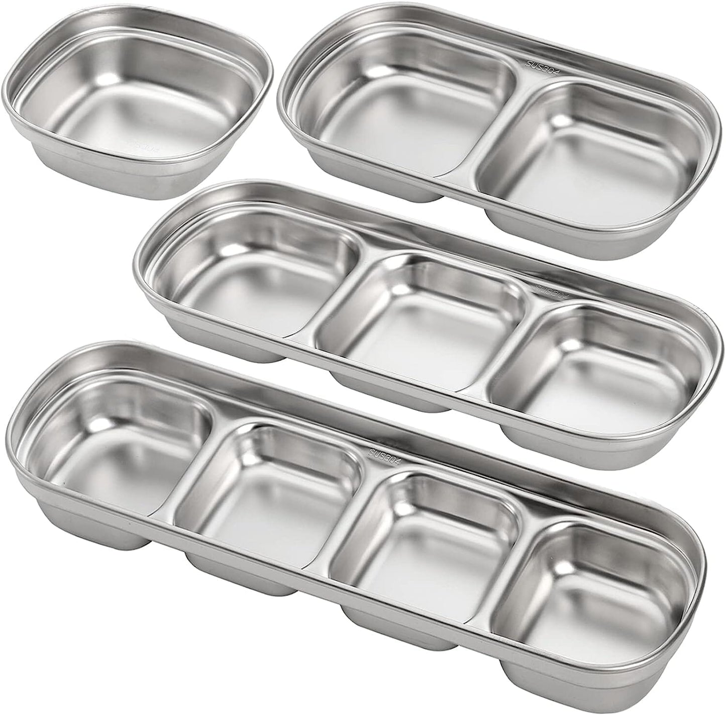 4-Piece Set: Stainless Steel Sauce Dish
