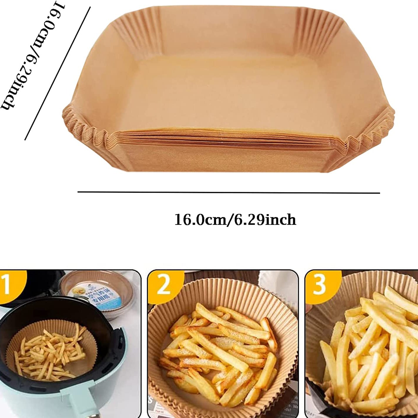 50-Pieces: Air Fryer Disposable Paper Liners