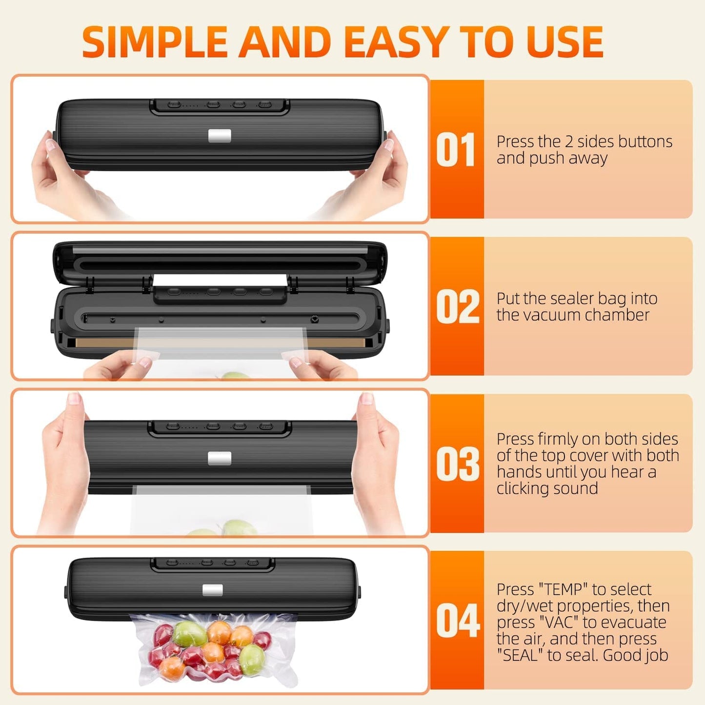 Food Vacuum Sealer Automatic Air Sealing System