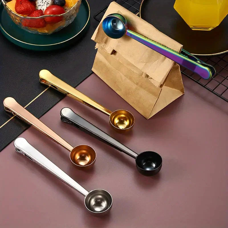 2-in-1 Stainless Steel Coffee Spoon and Sealing Clip