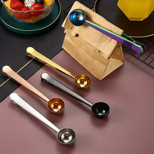 2-in-1 Stainless Steel Coffee Spoon and Sealing Clip