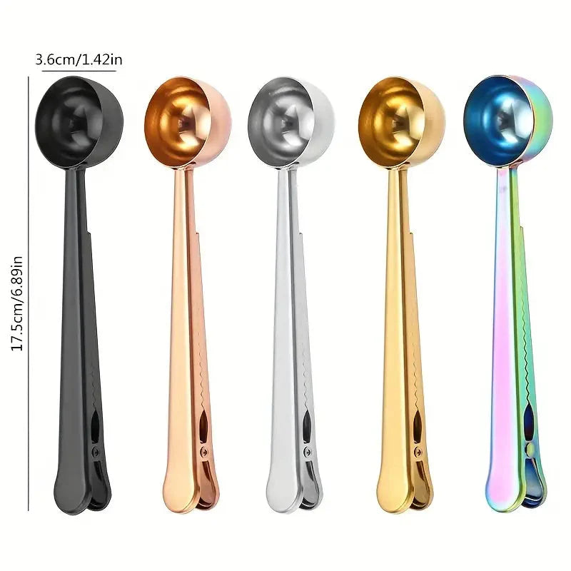 2-in-1 Stainless Steel Coffee Spoon and Sealing Clip