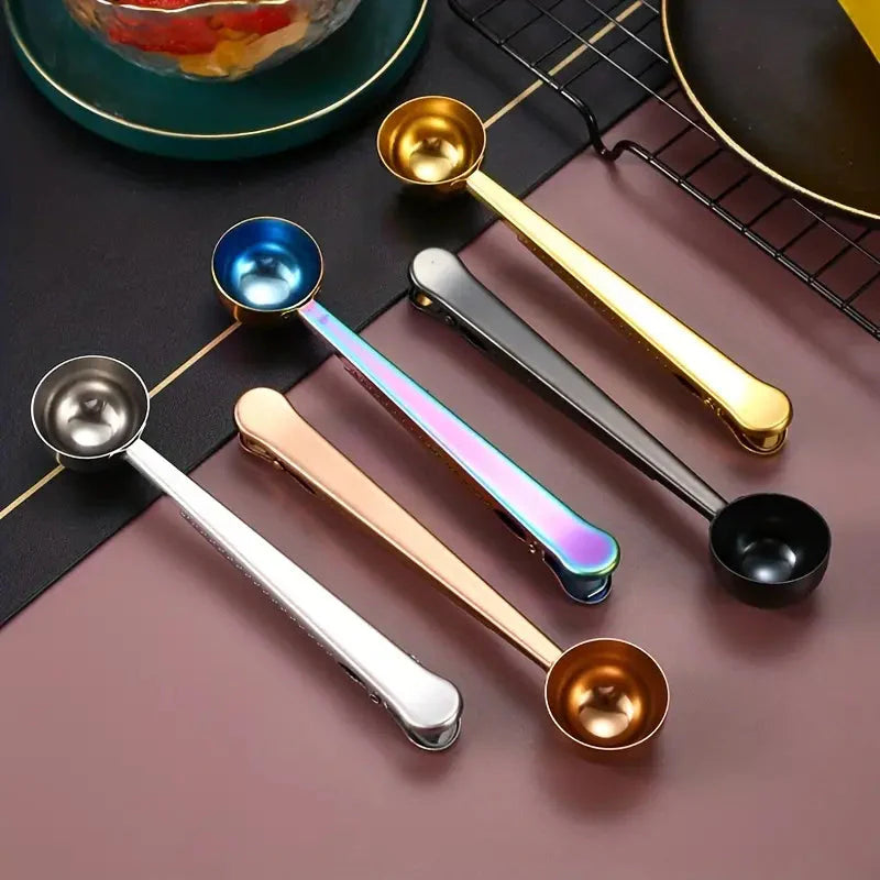 2-in-1 Stainless Steel Coffee Spoon and Sealing Clip