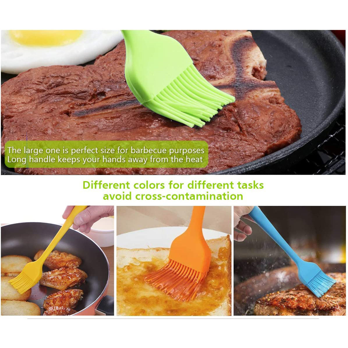 4-Pack: Silicone Basting Pastry Brush