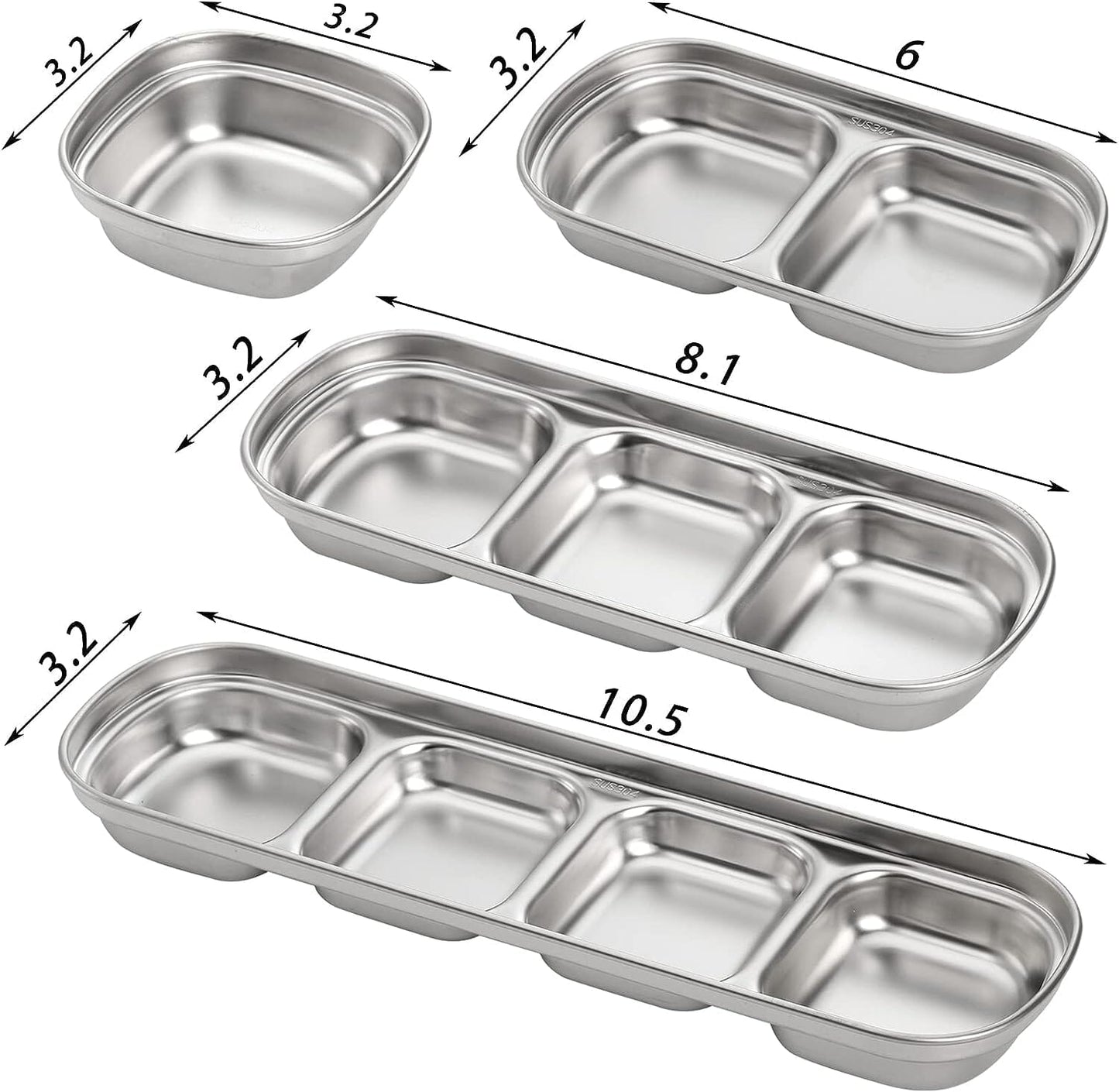 4-Piece Set: Stainless Steel Sauce Dish