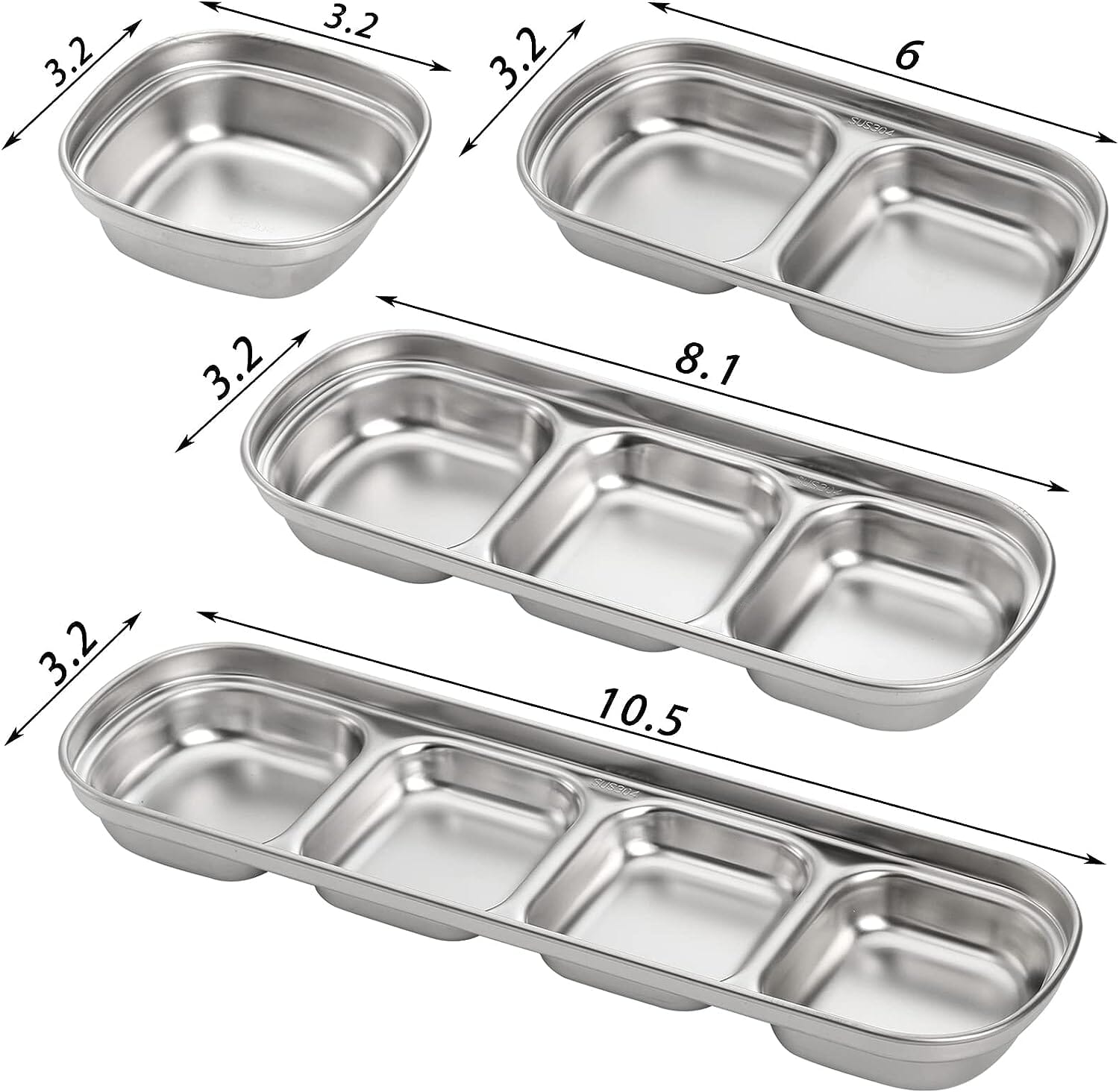 4-Piece Set: Stainless Steel Sauce Dish