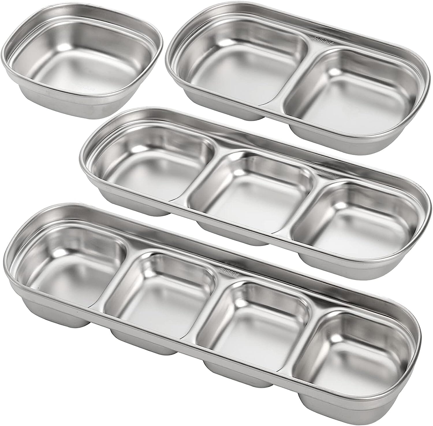 4-Piece Set: Stainless Steel Sauce Dish