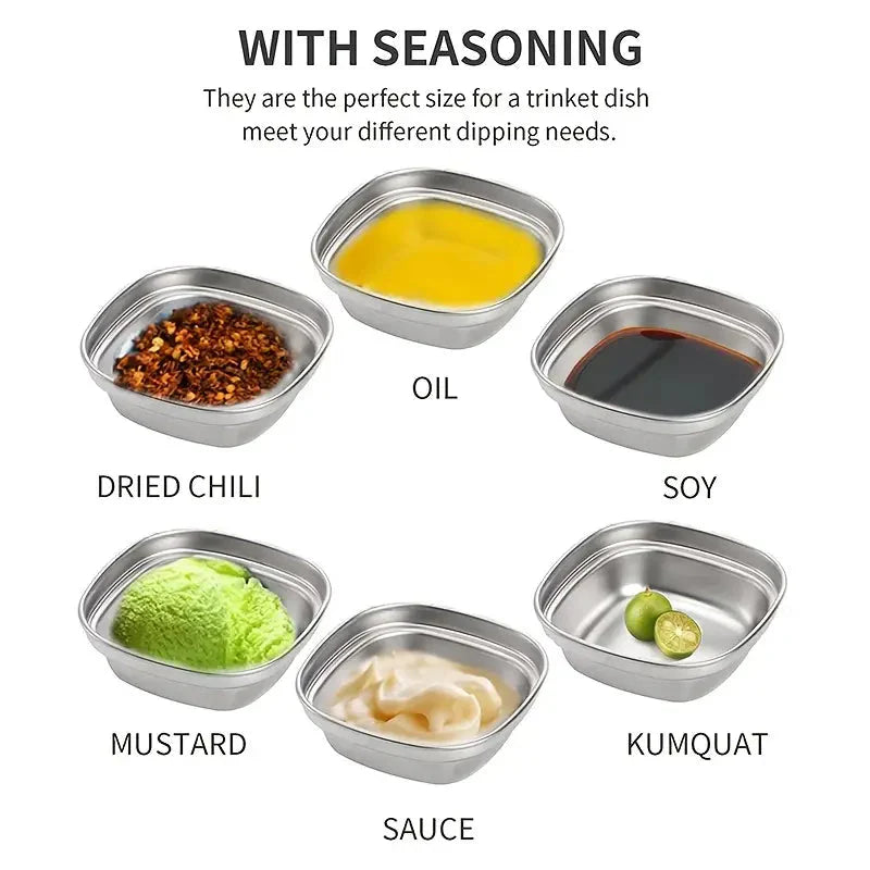 4-Piece Set: Stainless Steel Sauce Dish