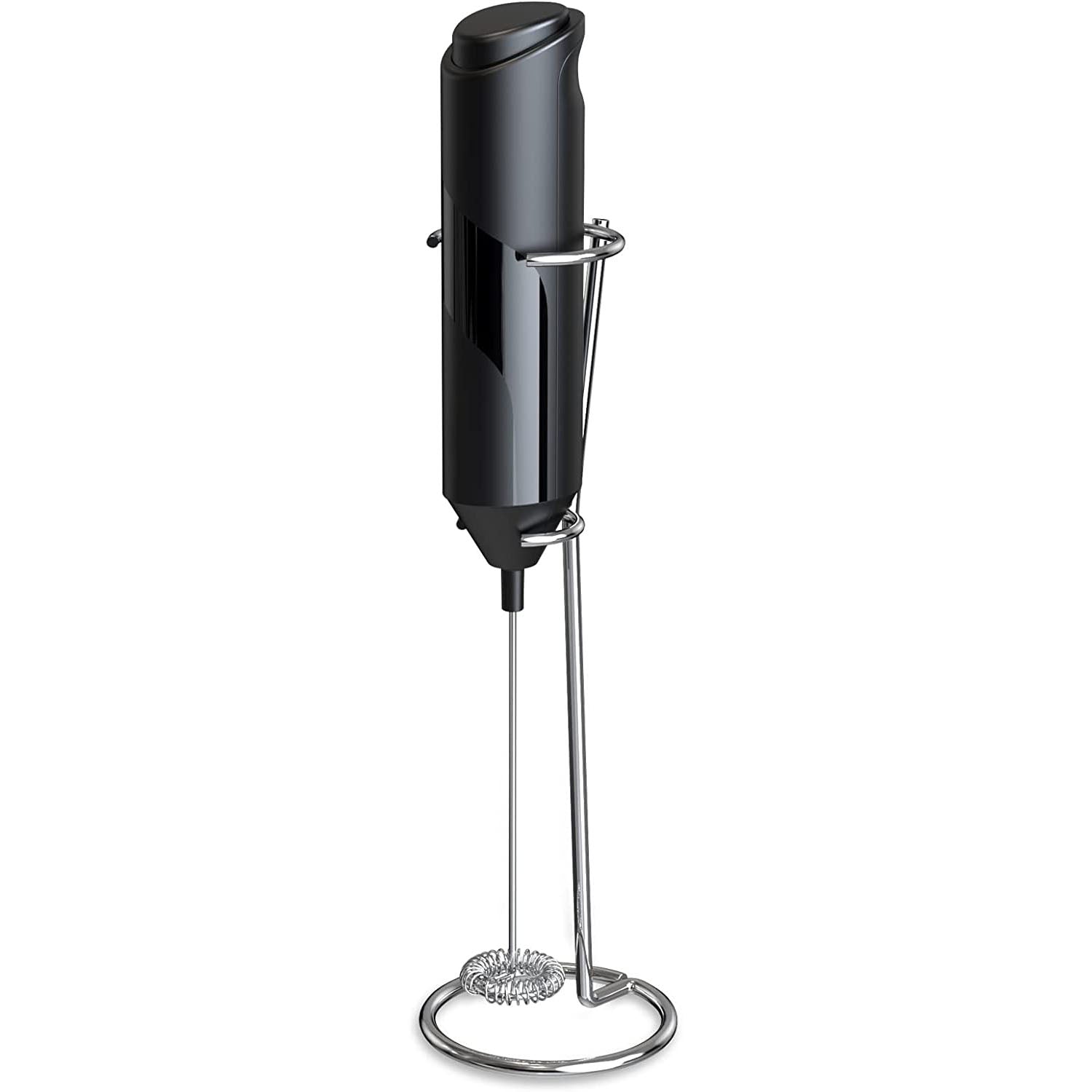 Electric Milk Frother Handheld with Stainless Steel Stand